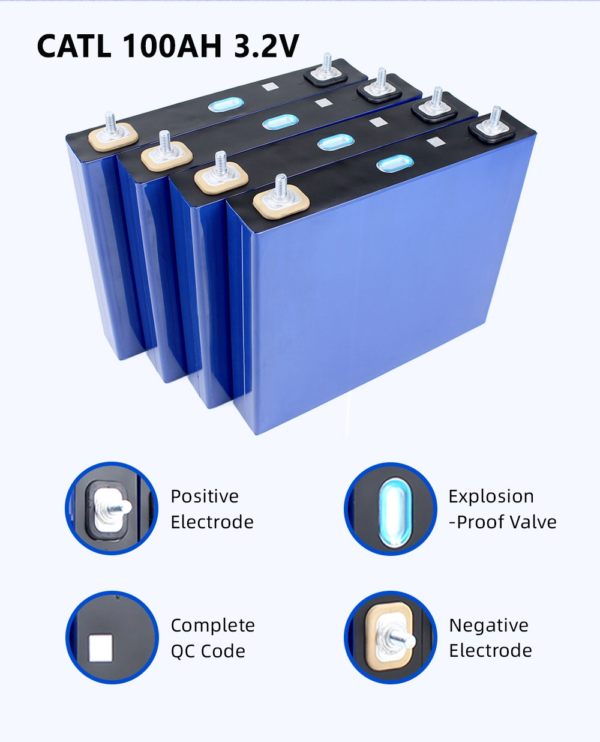 4PCS_CATL_3_2V_100Ah_Rechargeable_lifepo4_Prismatic_Battery